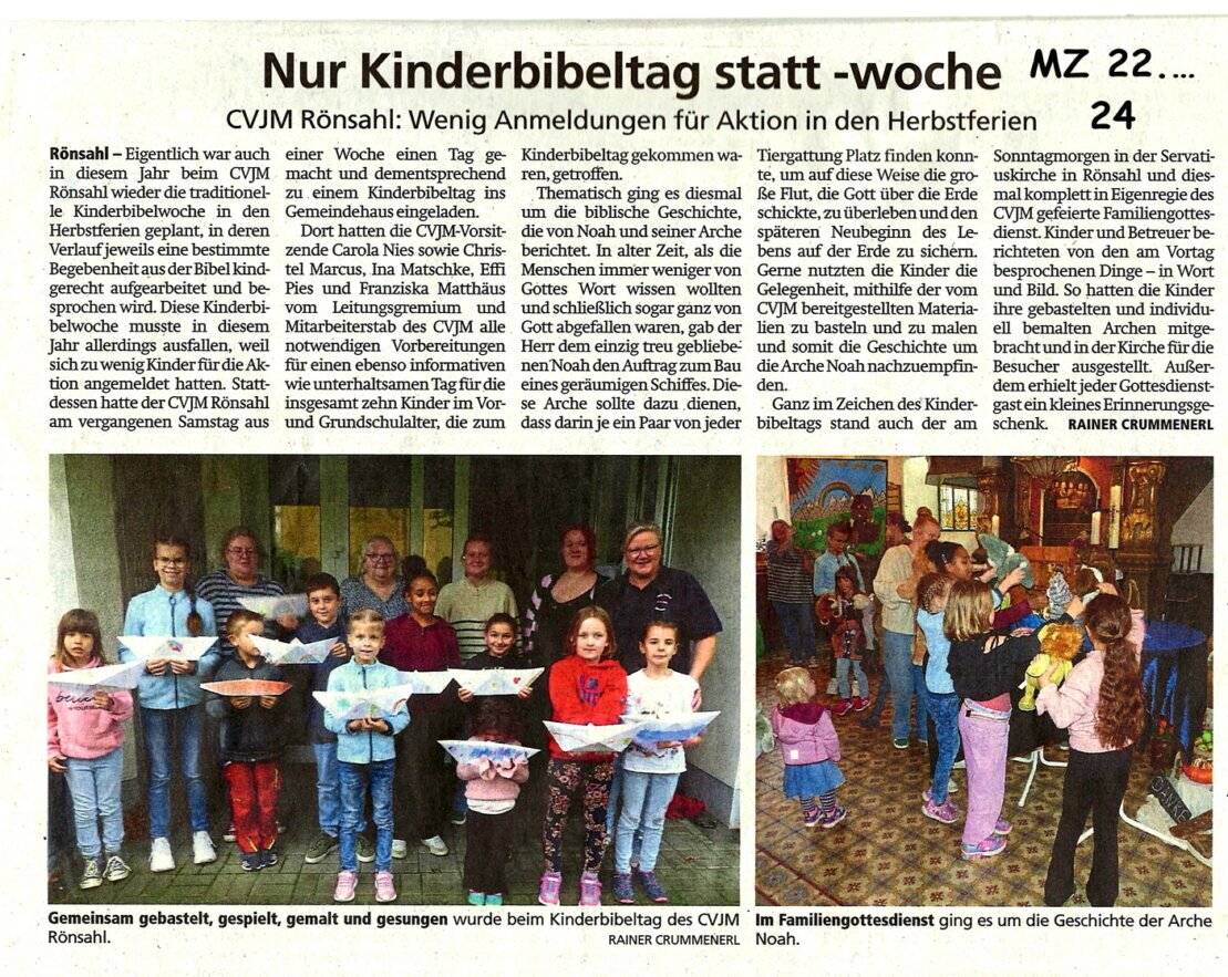 KIBIWO Nur Kindelbibeltag statt -woche